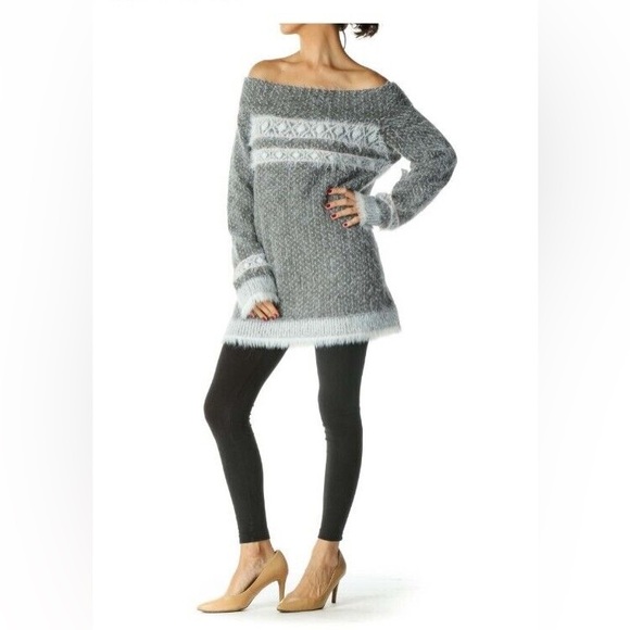 Anthropologie Sleeping On Snow FAROE Soft Fair Isle Off Shoulder Wool Sweater - Picture 4 of 11